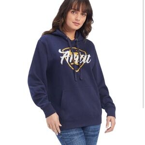 Ariat REAL Shield Logo Hoodie navy eclipse large NWOT country cowgirl western​​